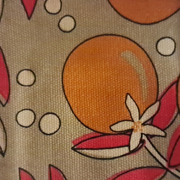 Fossil Key-Per Coated Canvas Orange Fruit Floral Motif Wallet Clutch Wristlet - Picture 7 of 7